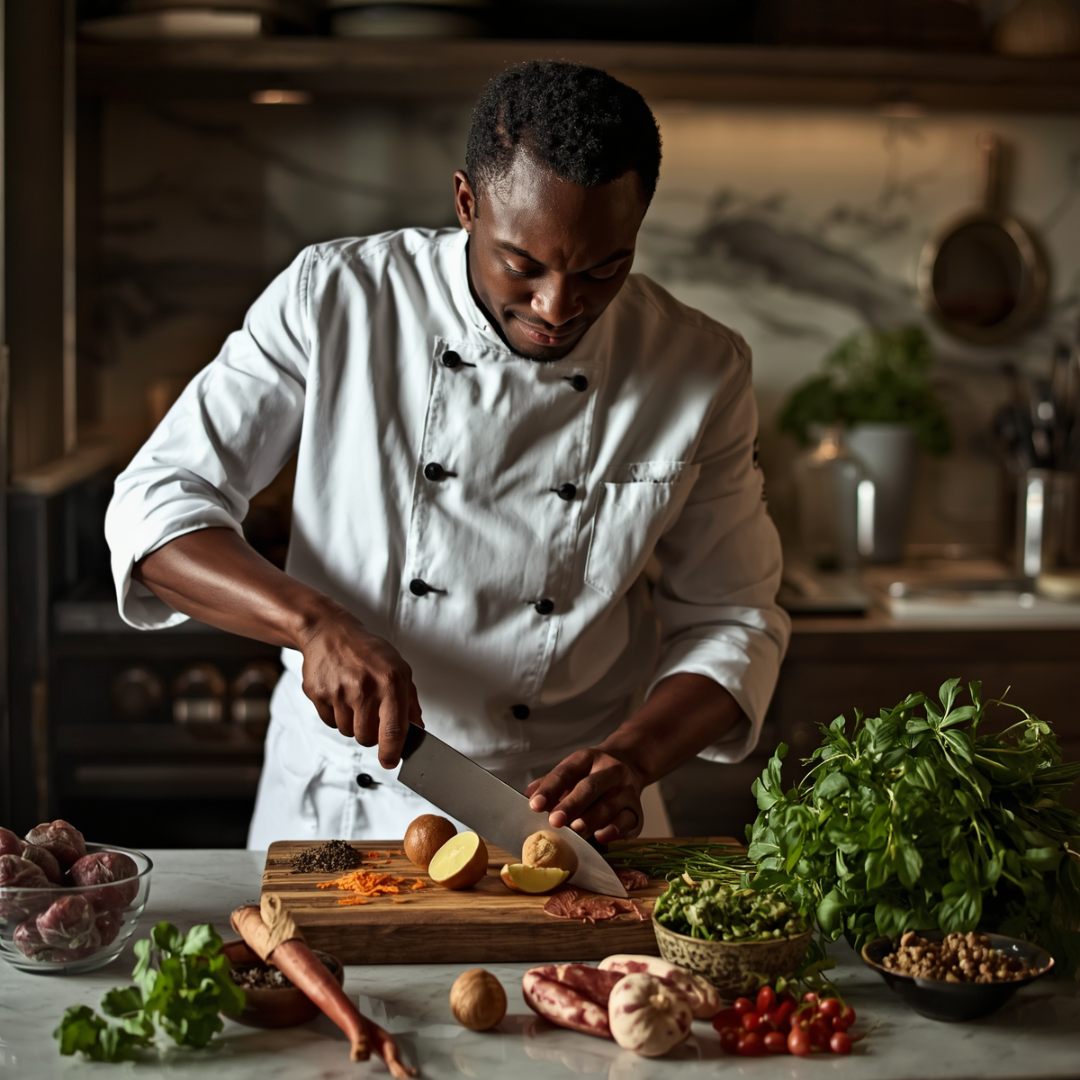 Private chef preparing fresh ingredients
