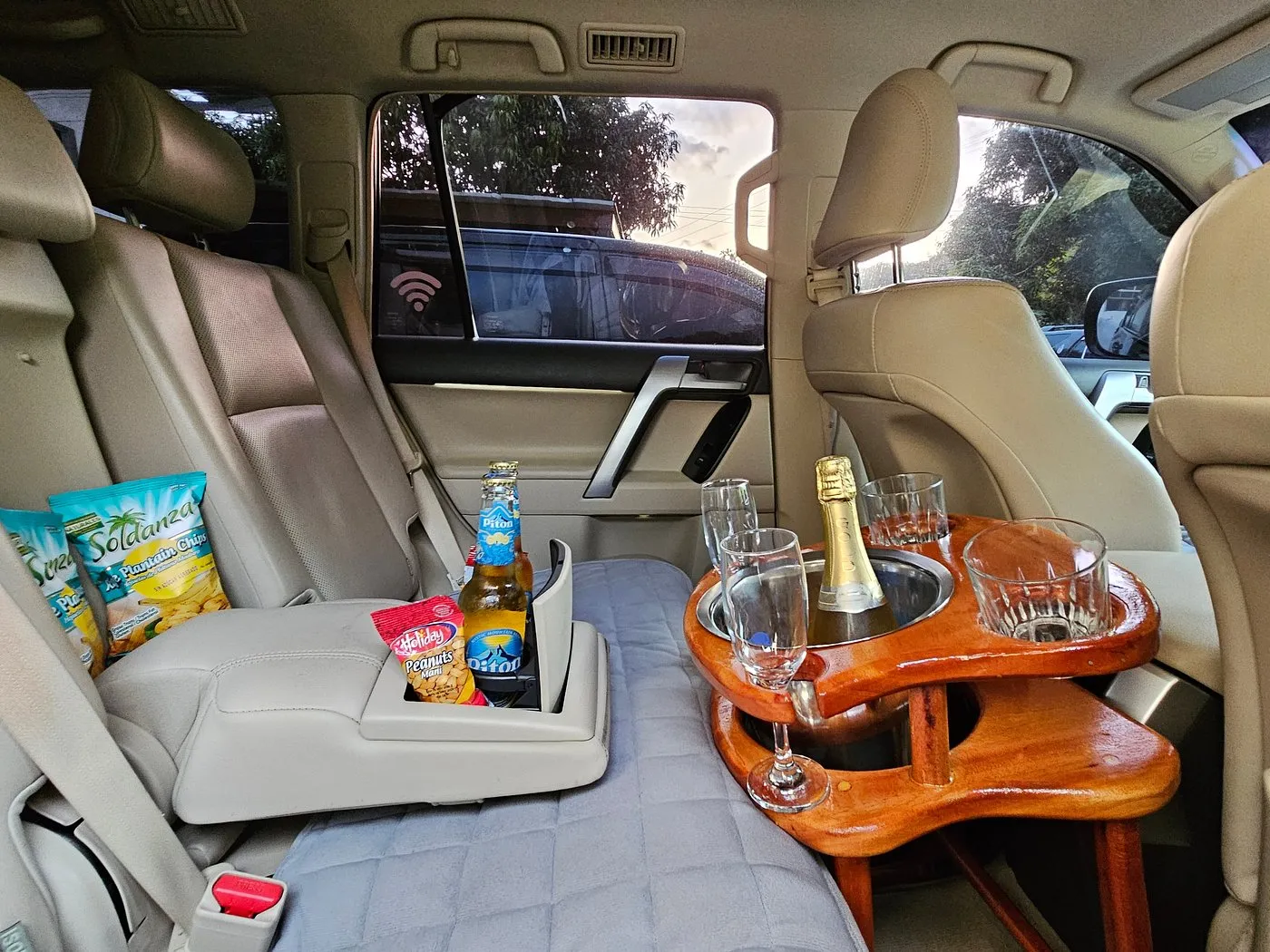 SUV Interior — Drinks & Snacks